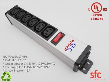 গুণ  6 Outlet Flat Plug Power Strip Metal PDU With Overload Protector IEC Approved কারখানা